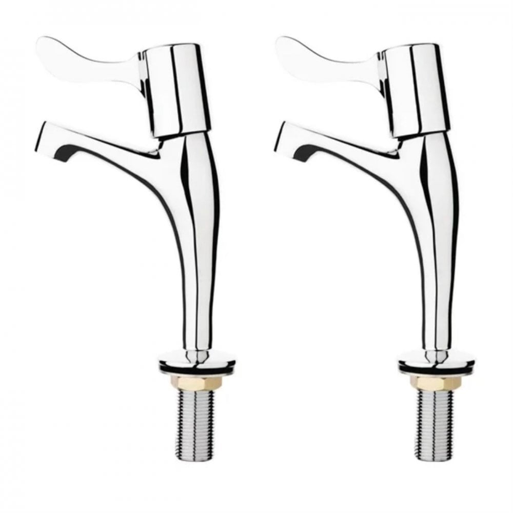 LEVER HIGH NECK PILLAR SINK TAPS (PAIR)