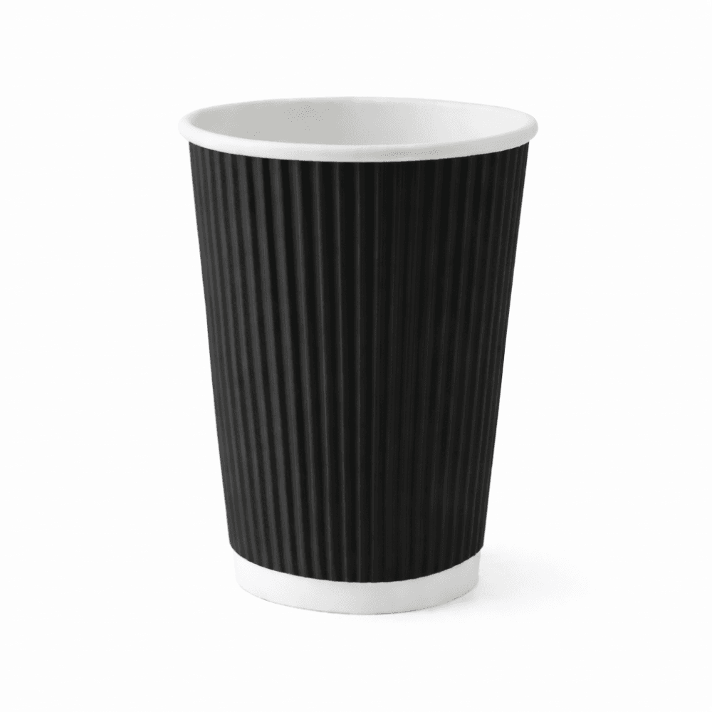 16OZ BLACK RIPPLE CUP