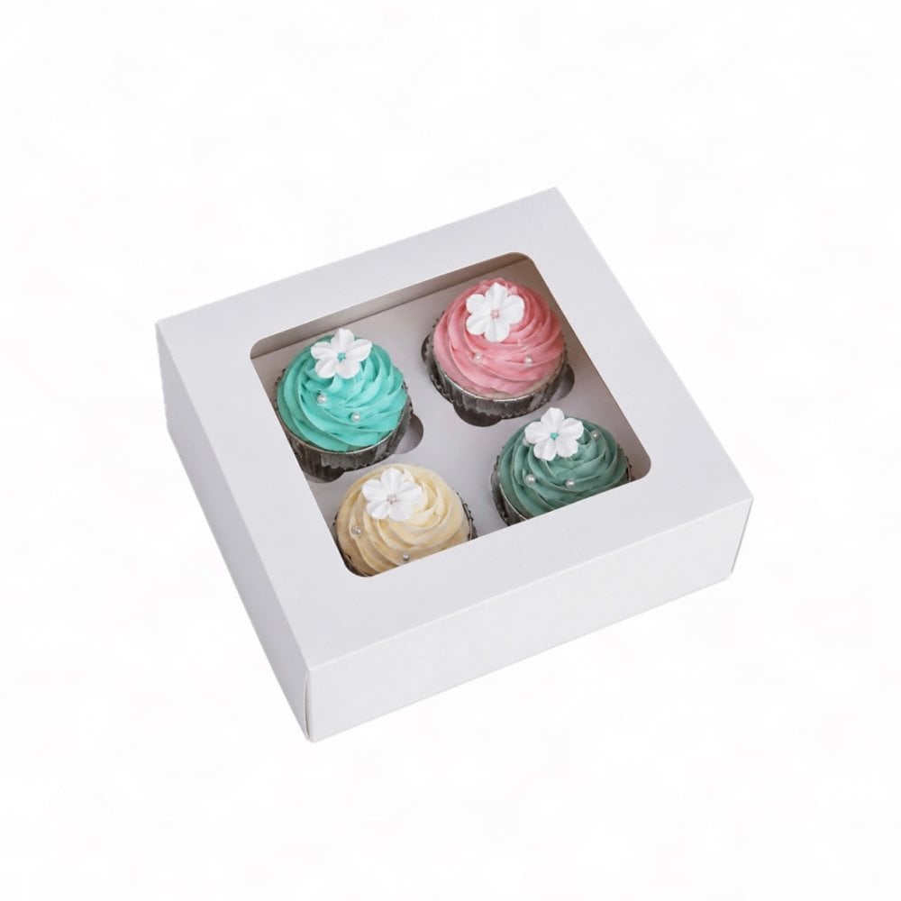 4 CUP CAKE BOX - WHITE