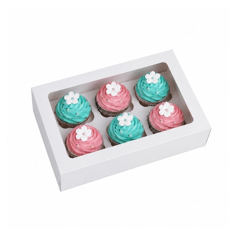 6 CUP CAKE BOX - WHITE