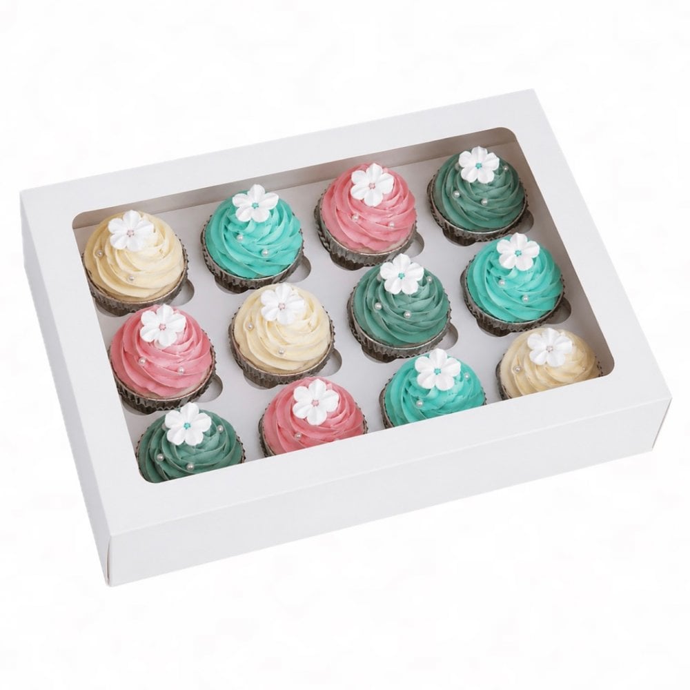12 CUP CAKE BOX - WHITE