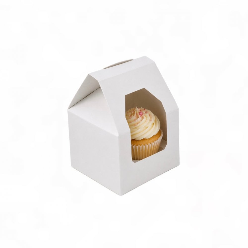 1 CUP CAKE BOX (GABLE) - WHITE