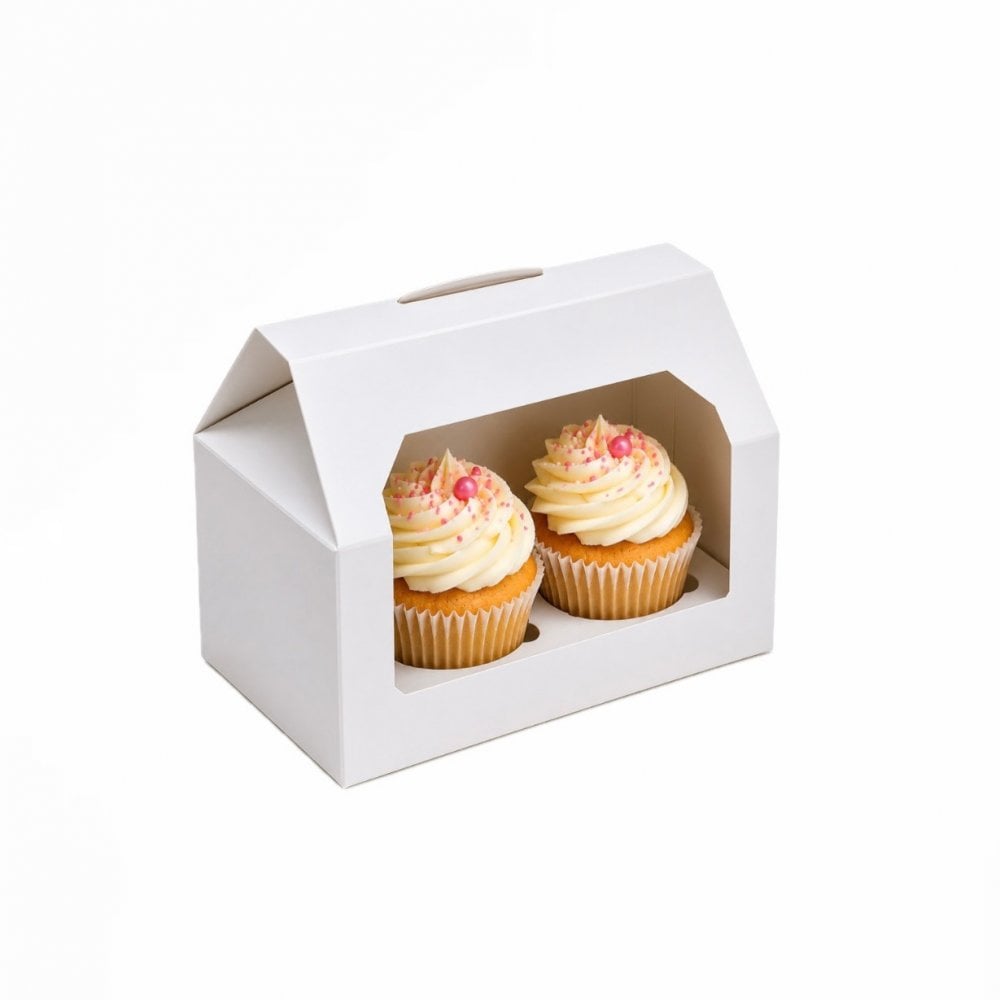 2 CUP CAKE BOX (GABLE) - WHITE