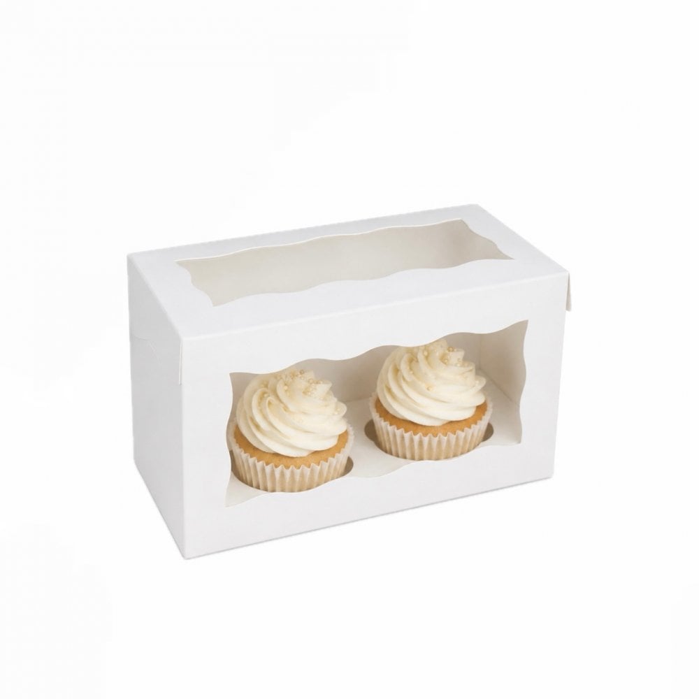2 CUP CAKE BOX (TWIN WINDOW) - WHITE